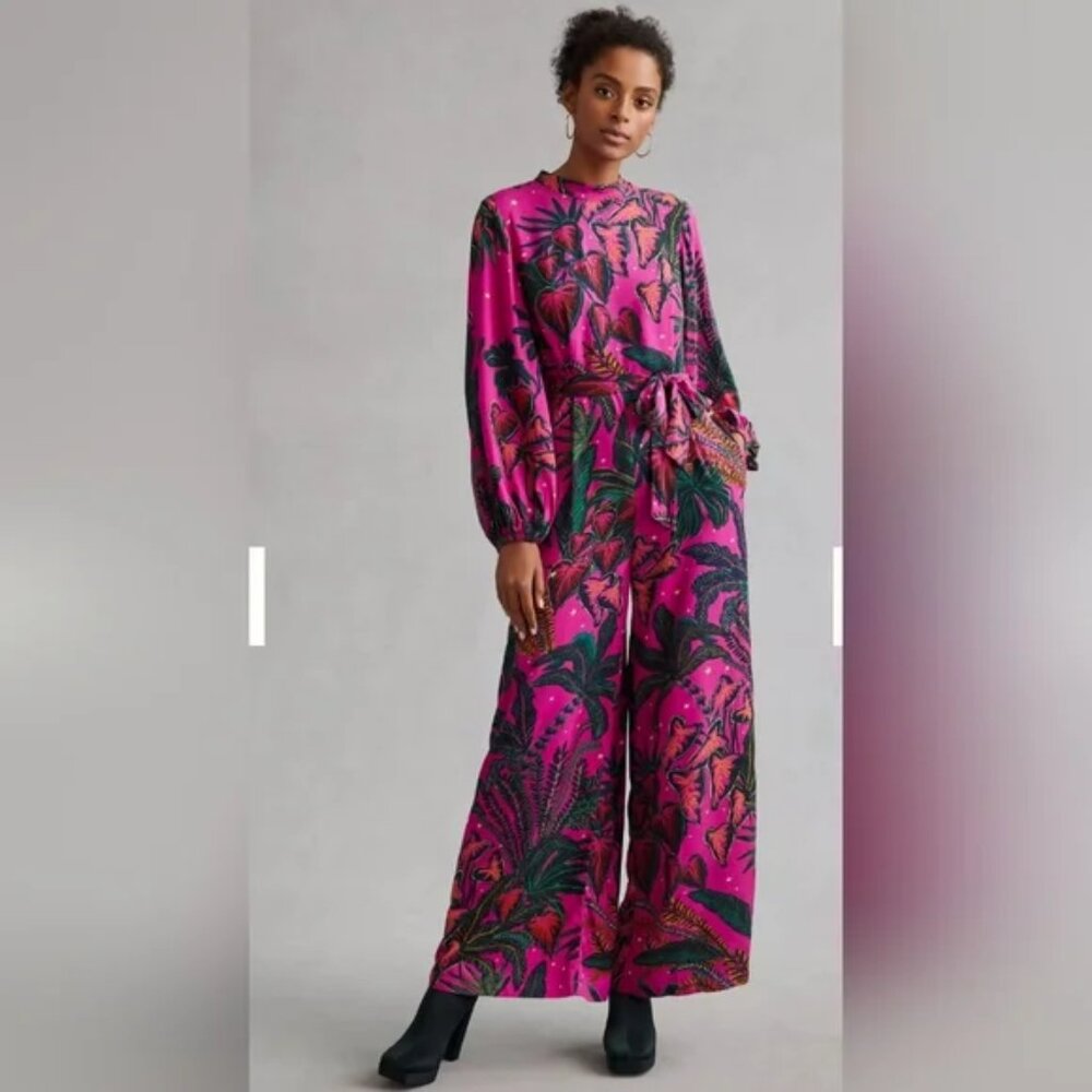 Farm Rio x Anthropologie Belted Wide Leg Jumpsuit